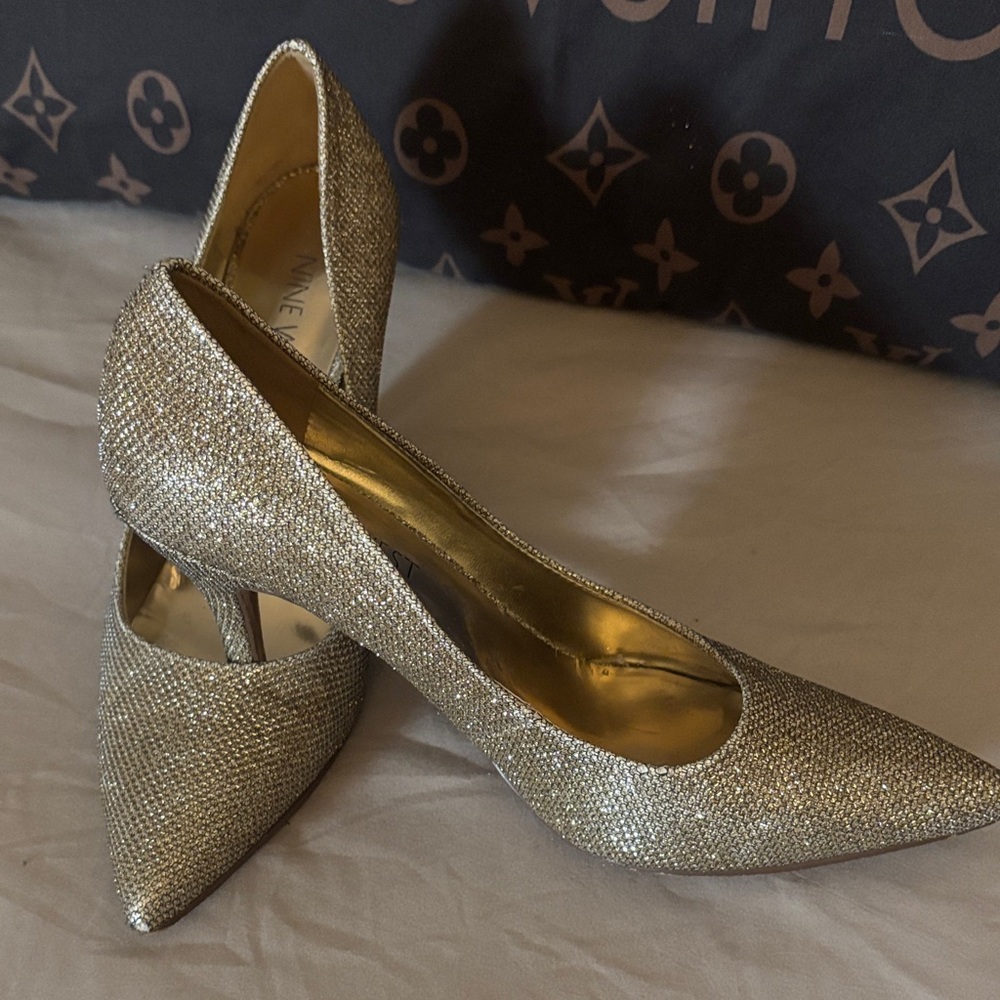 Nine West Glittering Gold Heels